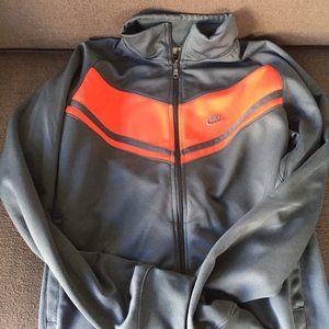 Nike Gray Orange Track Jacket Full Zip Athletic Warmup Men’s Large